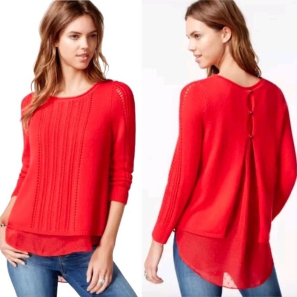 Lucky Brand Swiss Dot Layered Sweater